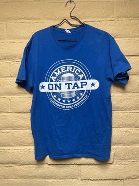 America On Tap Blue Graphic Tee - Men